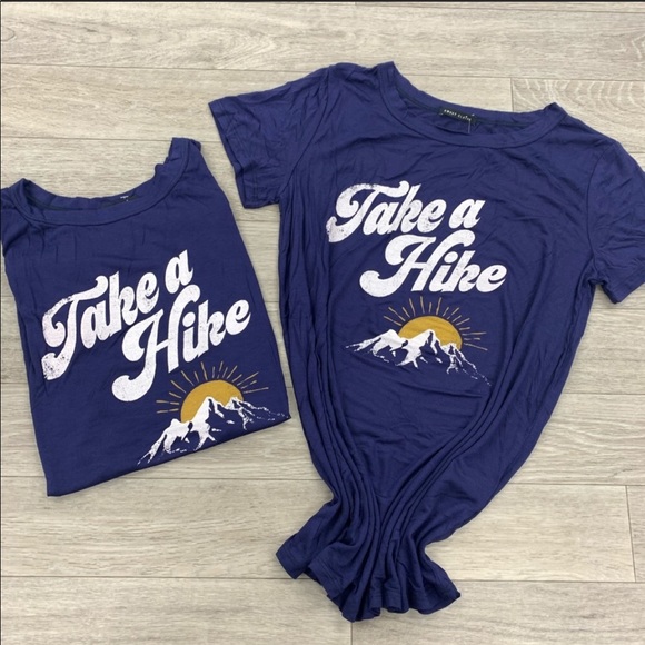 Sweet Claire Tops - Sweet Claire Navy Blue Take a Hike Tee Shirt